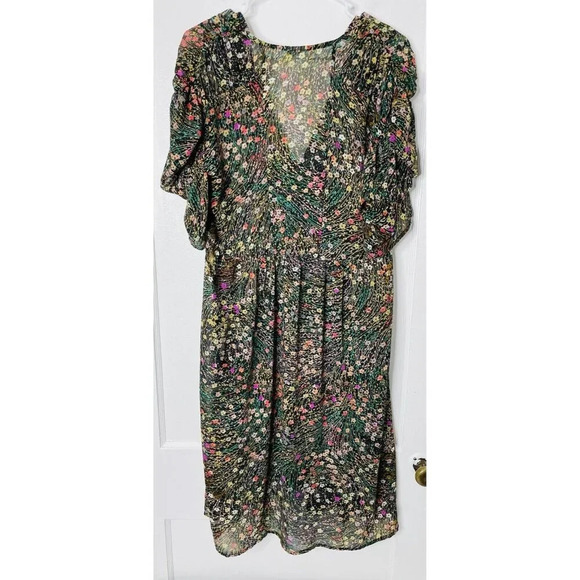 Akemi + Kin Anthropologie Midi Dress S Sheer Flowy Boho Floral Cottagecore Slit - Picture 4 of 10